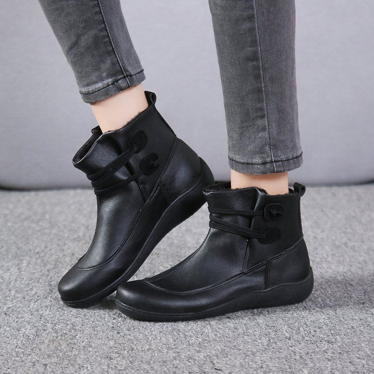 Vintage Fashion Rome - Damen Vintage Runde Zehenpartie PU-Leder Slip-On