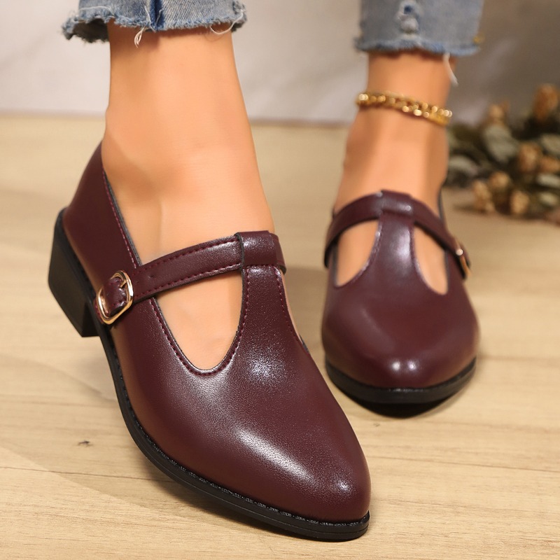 Vintage Fashion Rome - 2025, frühling T-Strap Dicke Heels Pumps