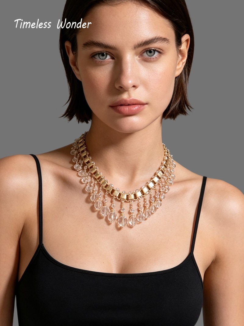 Vintage Fashion Runway - Zeitlose Wunderhafte Kristall-Geo-Perlen-Quasten-Halskette für Damen Designer-Schmuck