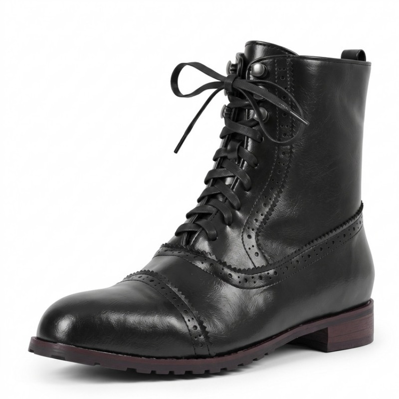 Damen Retro Schnür-Lederstiefe – Vintage Fashion Rome Bewertung und Preis