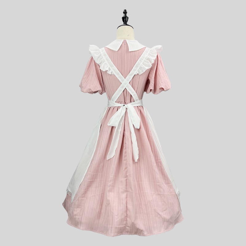 Langes Rosa-Weißes Dienstmädch – Vintage Fashion Dresses Bewertung und Preis