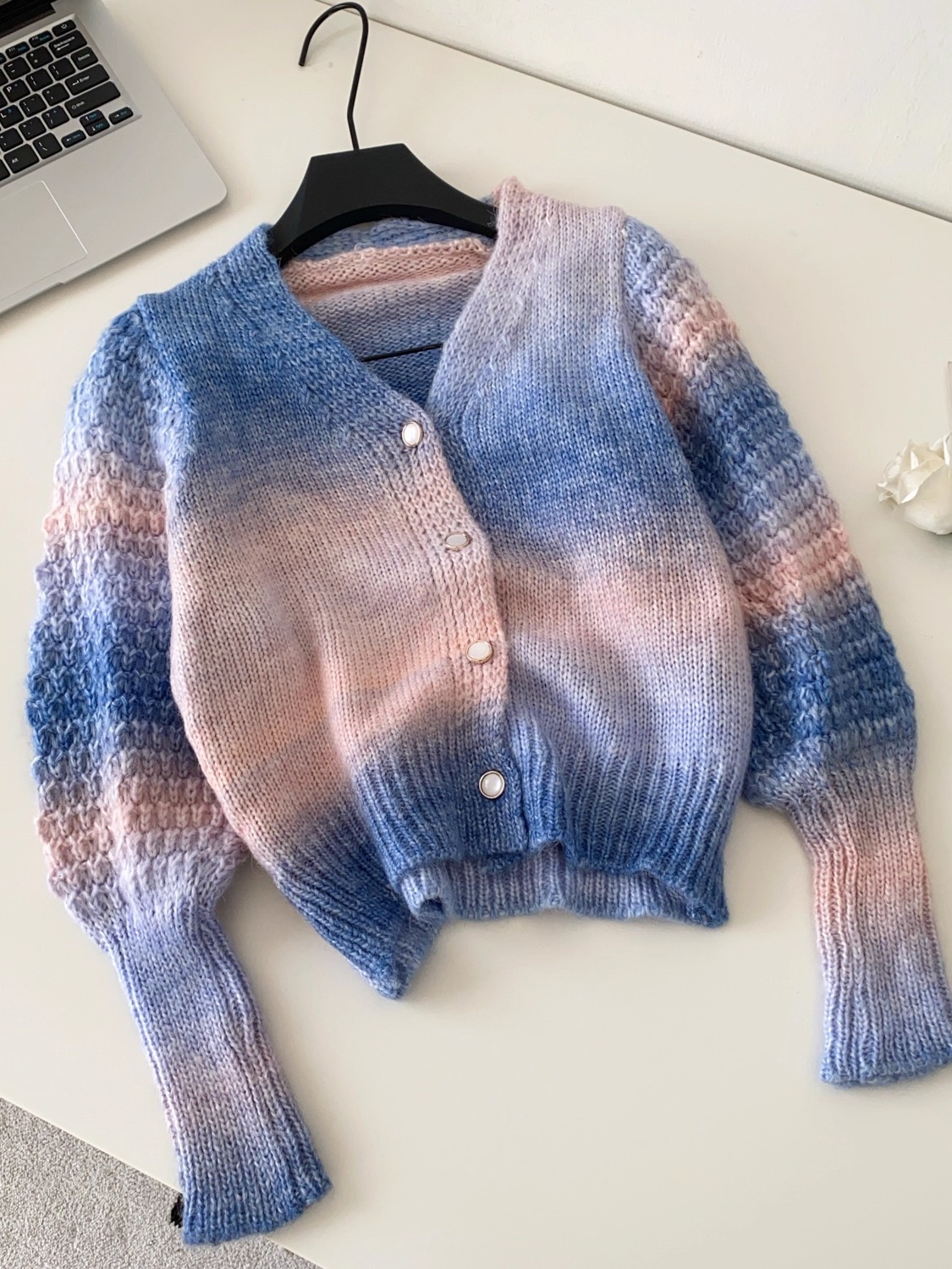 Rosa karierte Strickjacke für  – Crop Cardigan Vintage Bewertung und Preis