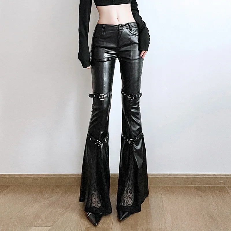 Schlaghose aus PU-Leder für Da – Vintage Fashion Streetwear Bewertung und Preis